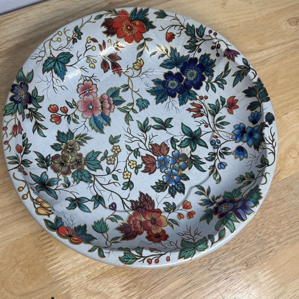 Vintage 1971 Daher Decorated Ware Floral Chitz Tin Tray Plate England - Picture 9 of 10